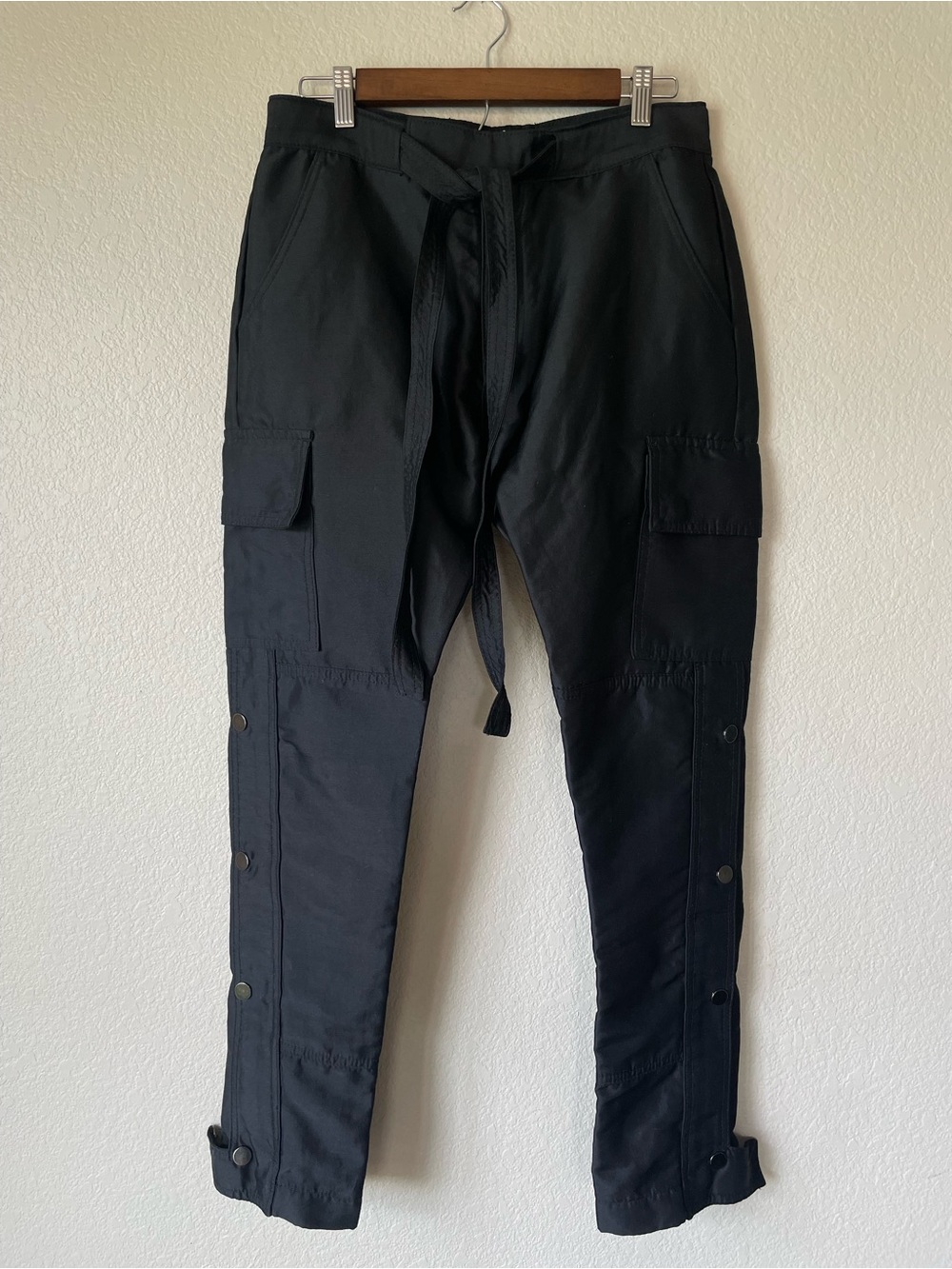 MNML Black Cargo Pants with Drawstring Waist Size 32